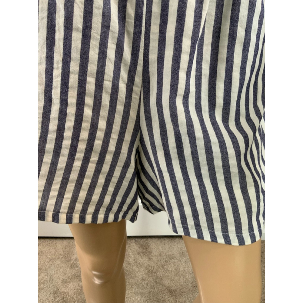Women's Striped Romper Romper Size 6 Blue/White Ruffles Fitted Waist Cottagecore - Picture 6 of 16